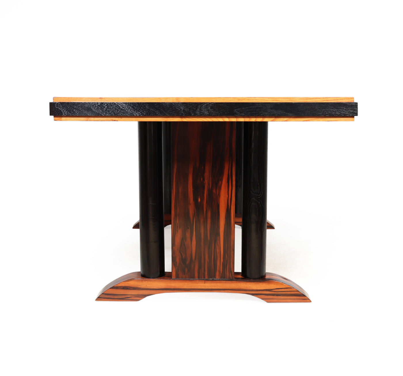 Art Deco Refectory table in Macassar Ebony and Oak end