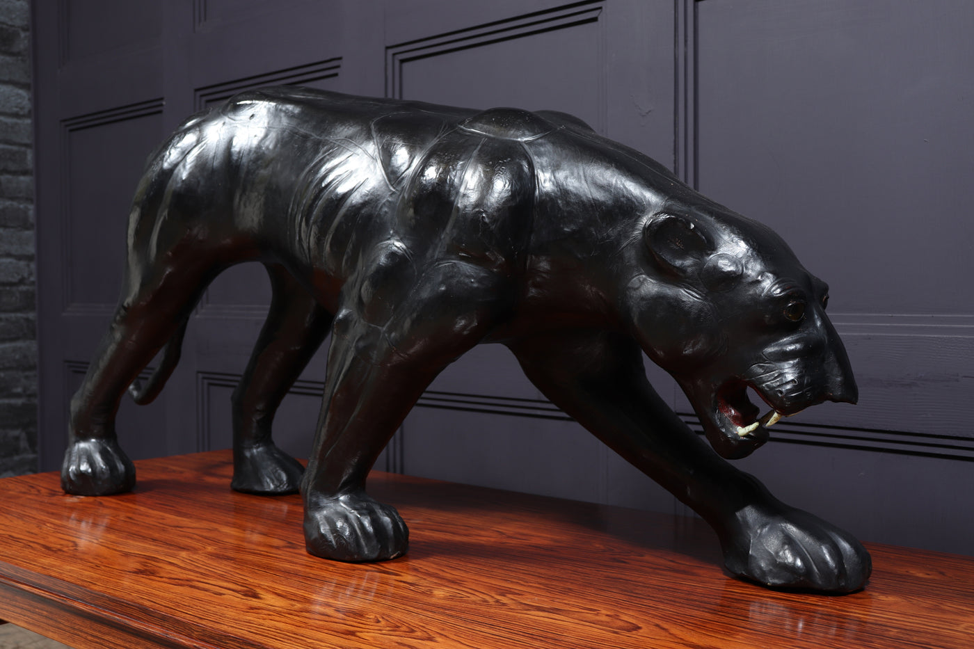 Large Leather Clad Panther Sculpture