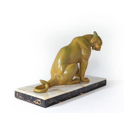 Art Deco Cold Painted Bronze Panther by Rochard
