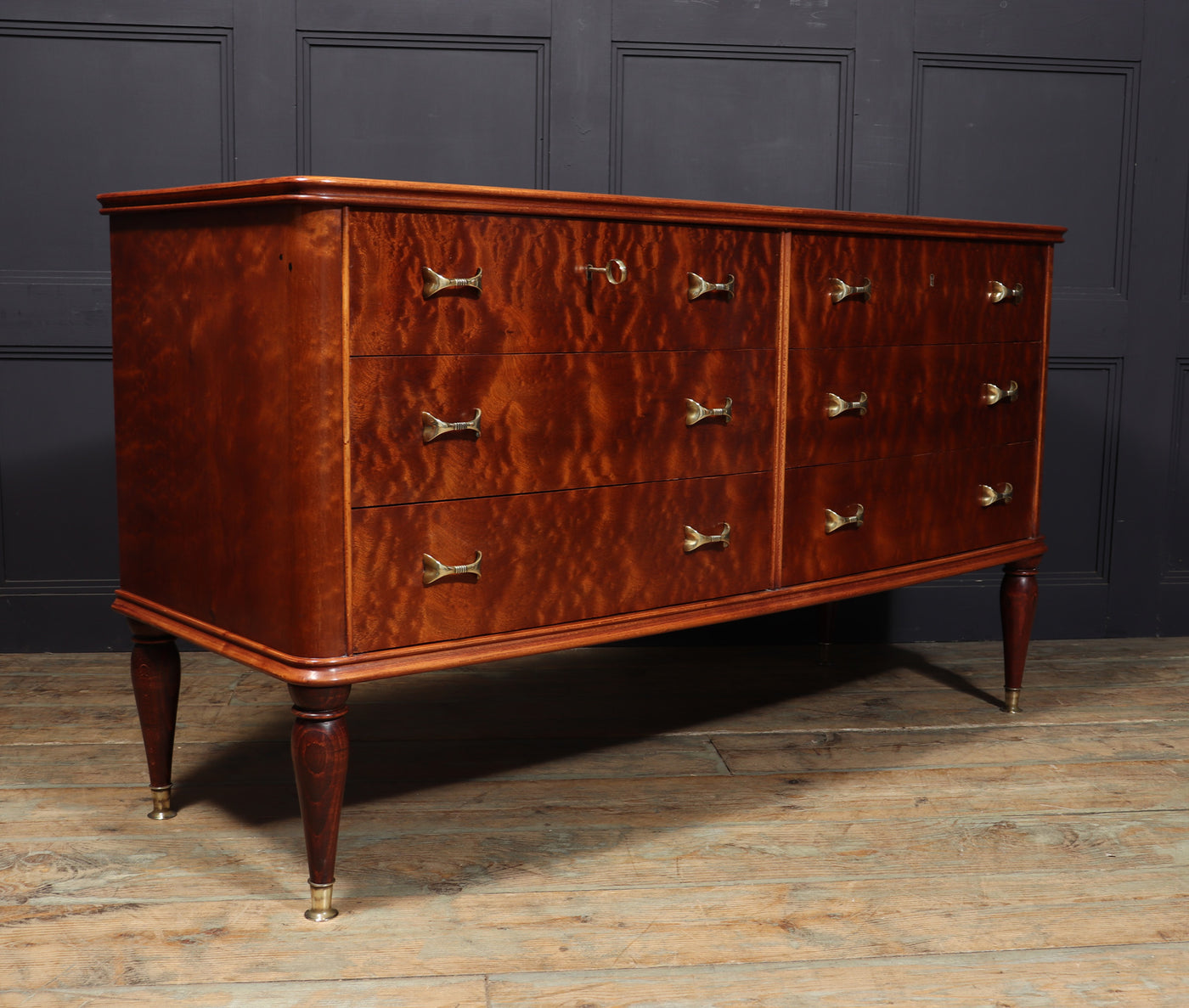Mid century Chest of drawers in Pommelle Sapele by Dassi