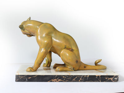 Art Deco Bronze Panther by Rochard back