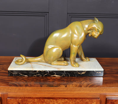 Art Deco Cold Painted Bronze Panther by Rochard