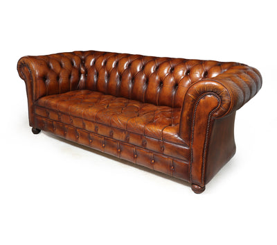 Vintage Leather Buttoned Chesterfield Sofa right