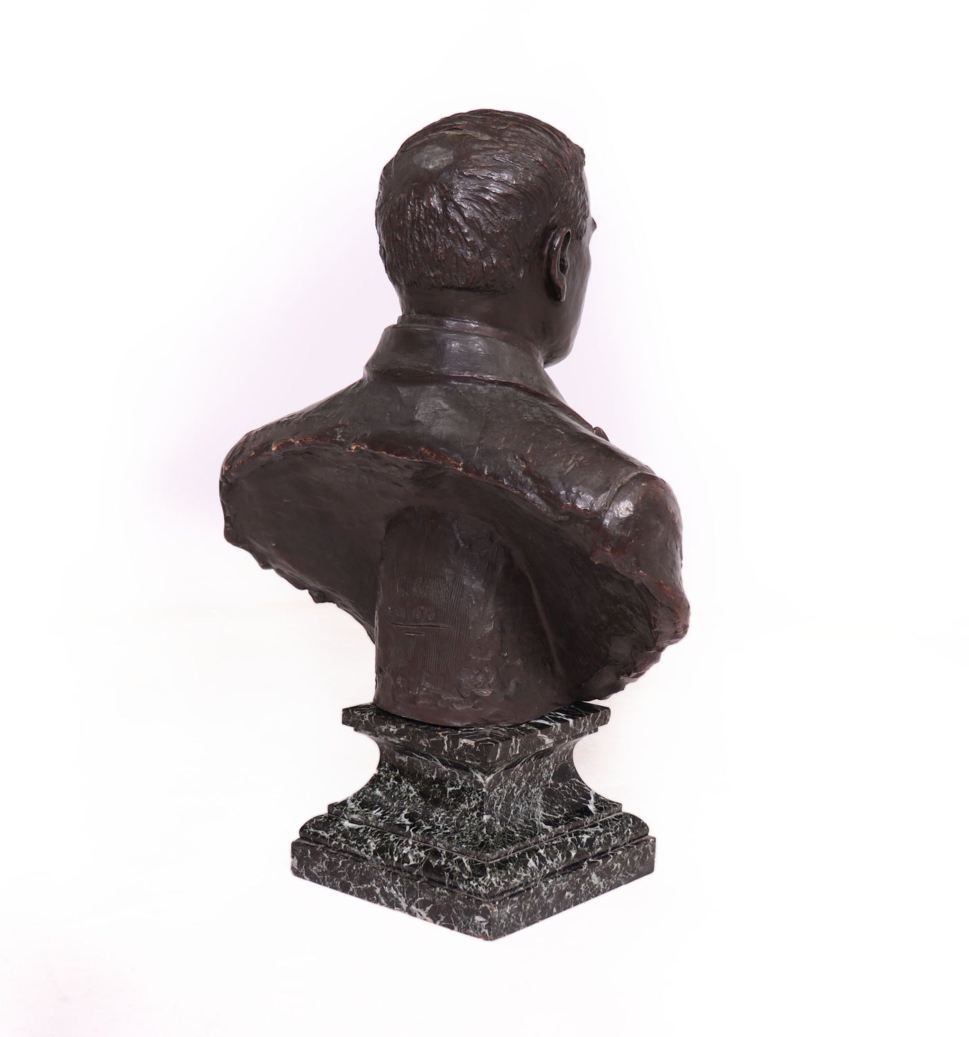 Antique French Bronze Bust Of G,Gars born 1878 back