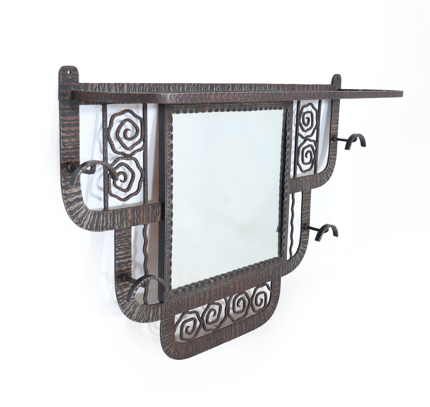 Wrought Iron Coat Rack mirror by Paul Kiss right