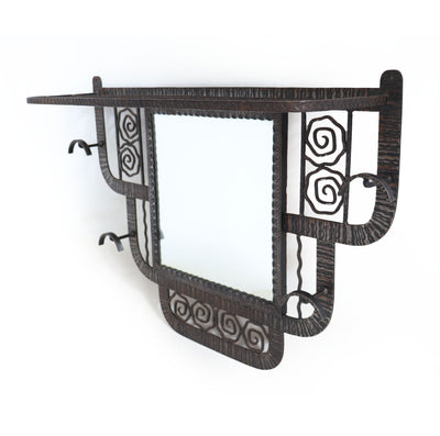 Wrought Iron Coat Rack mirror by Paul Kiss side