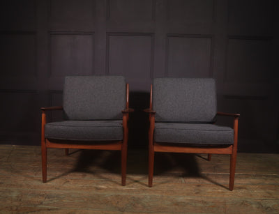 Pair of Danish Teak Lounge Armchairs front