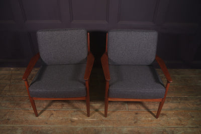 Pair of Danish Teak Lounge Armchairs top