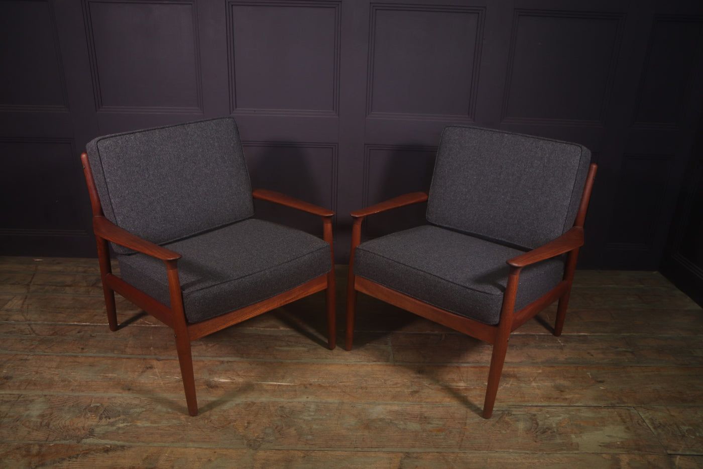 Pair of Danish Teak Lounge Armchairs together