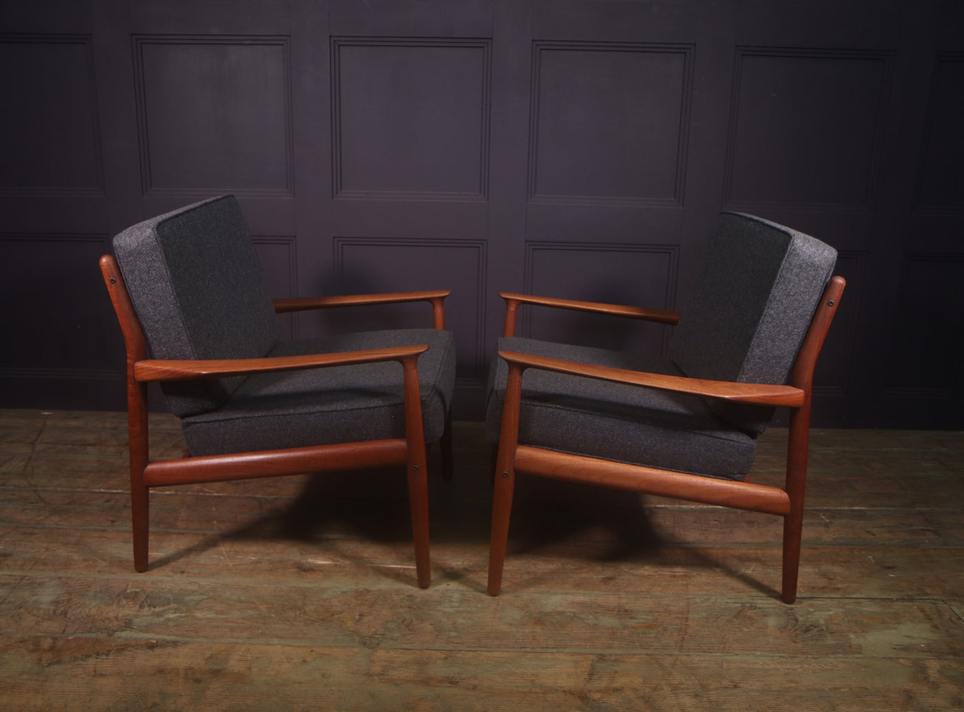 Pair of Danish Teak Lounge Armchairs