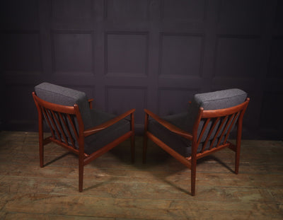 Pair of Danish Teak Lounge Armchairs