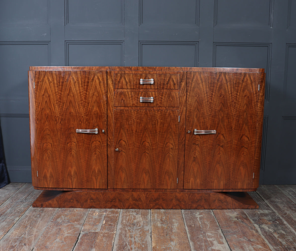 1925 Art Deco Figured Walnut Sideboard