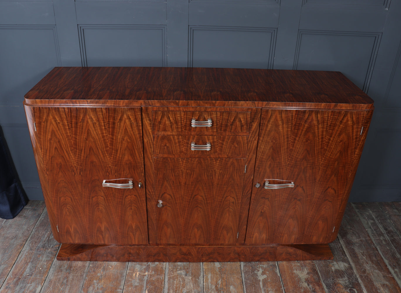 1925 Art Deco Figured Walnut Sideboard