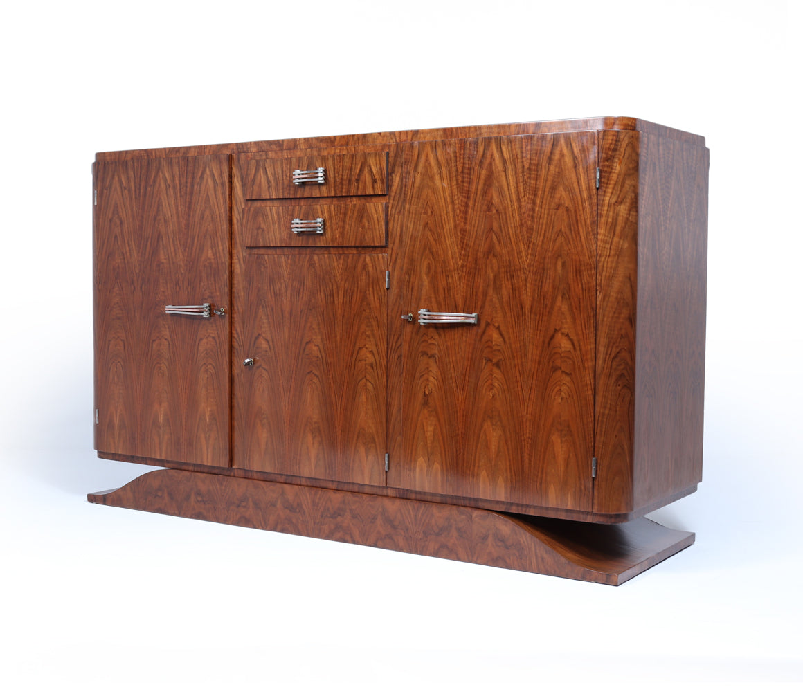 1925 Art Deco Figured Walnut Sideboard