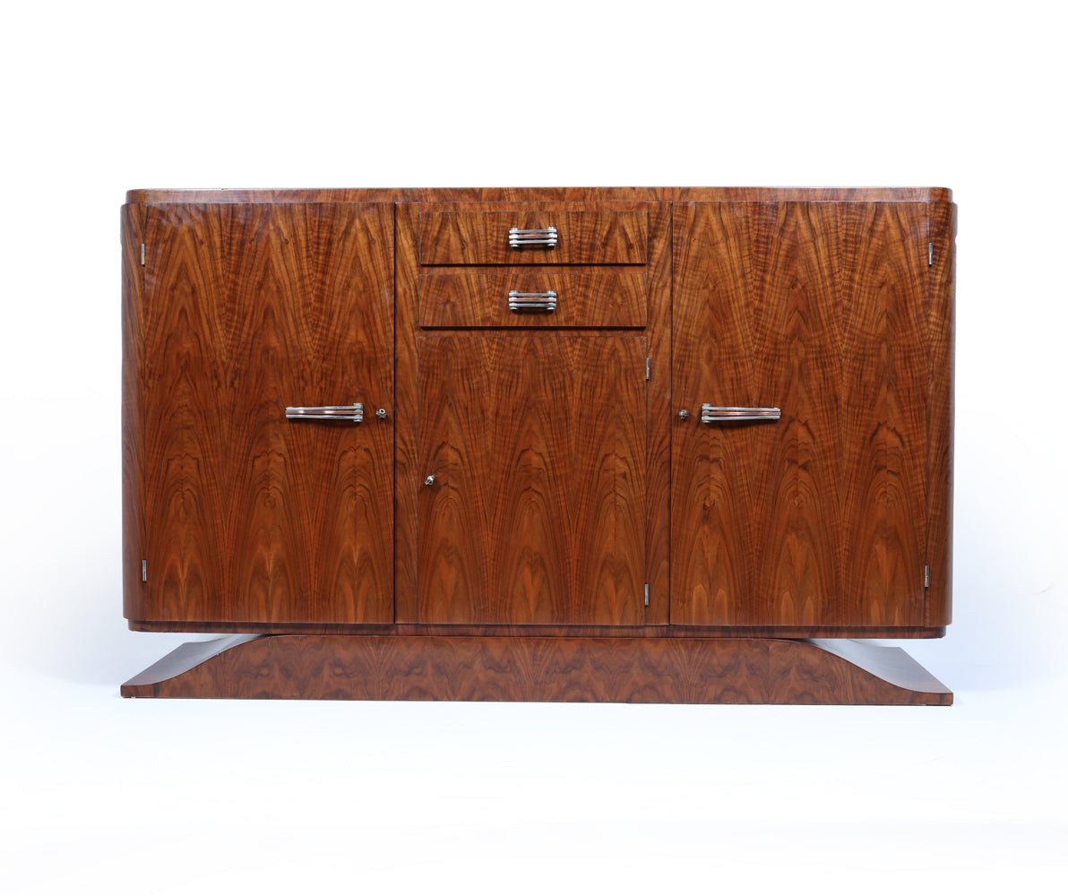 1925 Art Deco Figured Walnut Sideboard