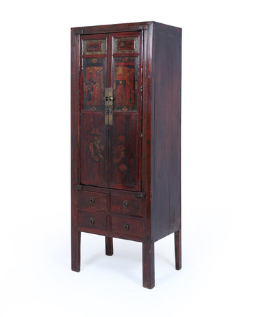 19th Century Chinese Lacquer Cabinet with Painted Panels