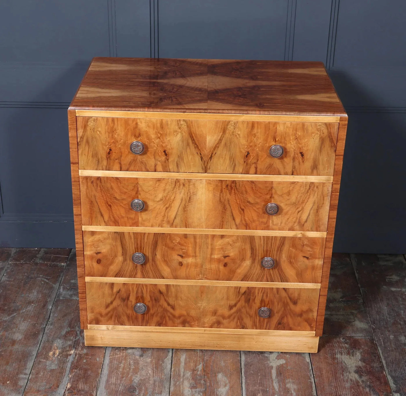 Art Deco Blonde Walnut Chest of Drawers