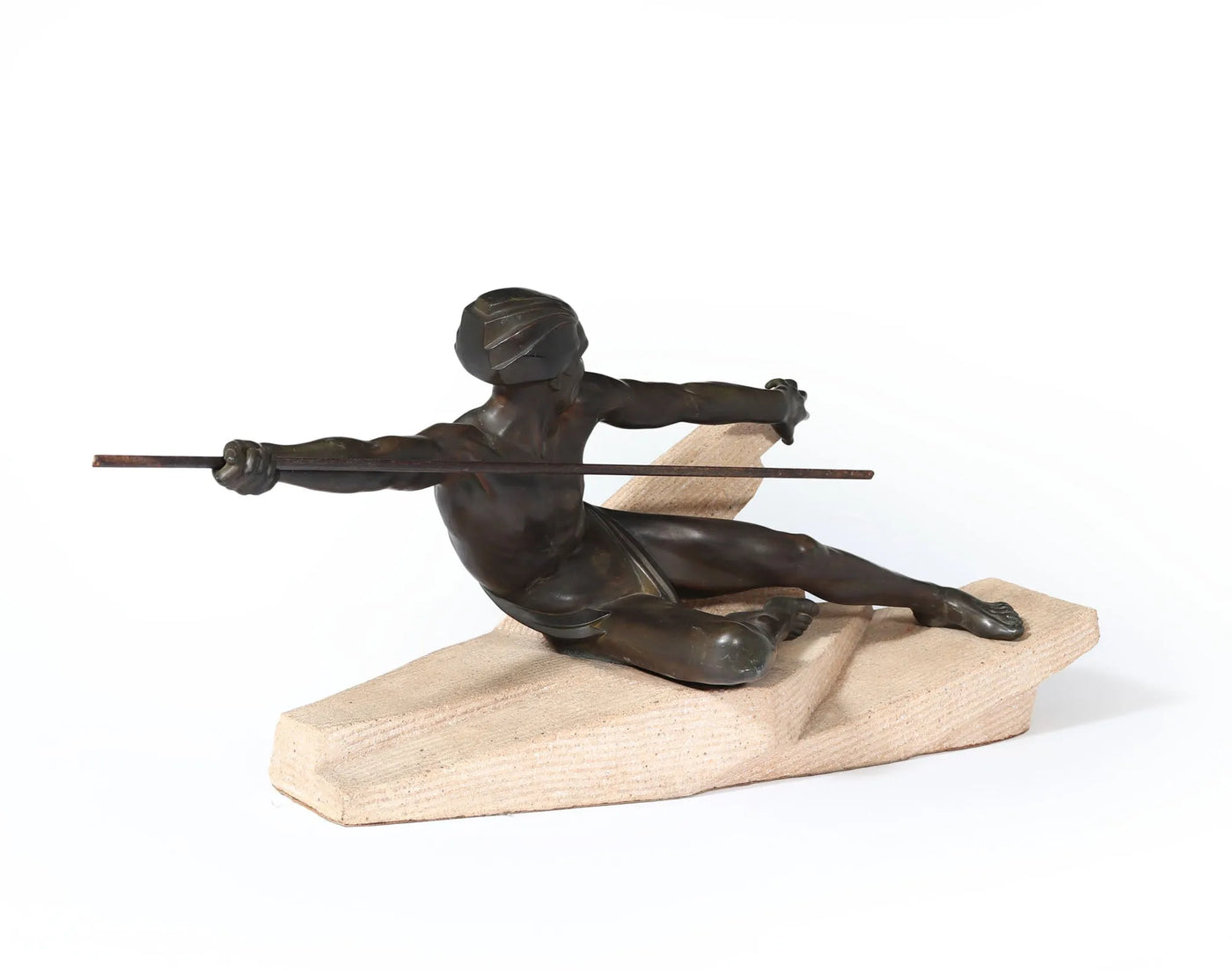 Art Deco Patinated Bronze Hunter by Max Le Verrier side