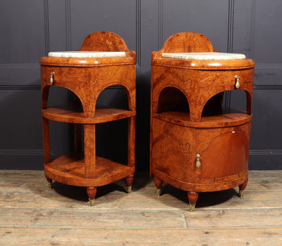 Pair of Art Nouveau Bedside Cabinets in Amboyna c1900 room