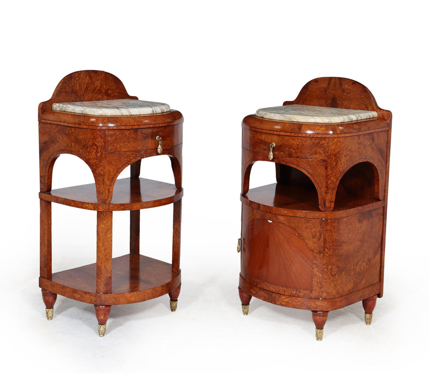 Pair of Art Nouveau Bedside Cabinets in Amboyna c1900 side