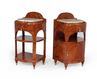 Pair of Art Nouveau Bedside Cabinets in Amboyna c1900 top