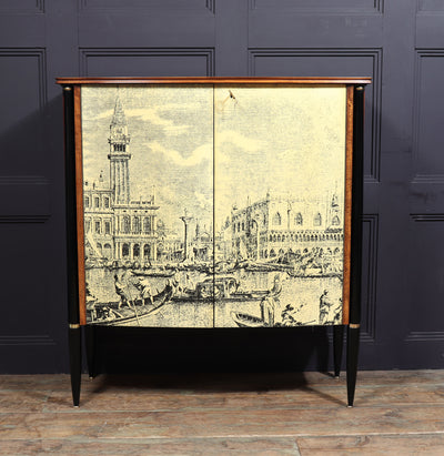 Mid Century Cocktail Cabinet in the Manner of Fornasetti room
