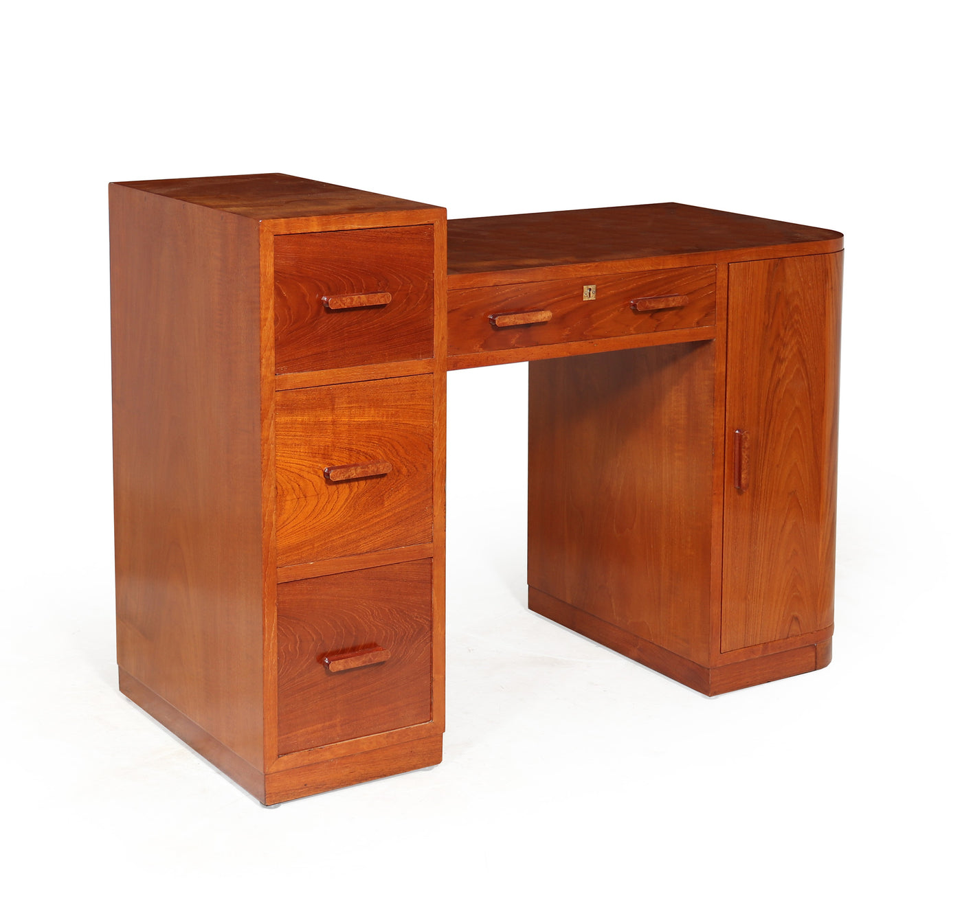 English Art Deco Desk in Solid Cherry Wood c1930