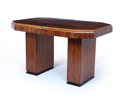 English Art Deco Walnut Extending Dining Table