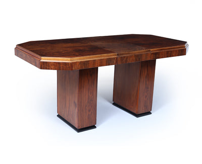 English Art Deco Walnut Extending Dining Table