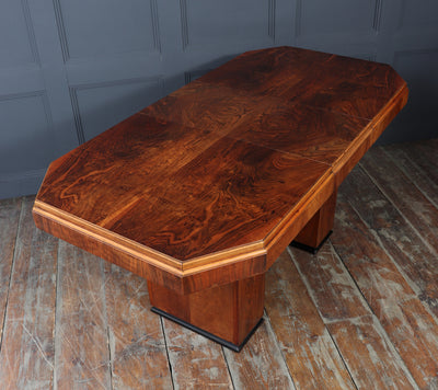 English Art Deco Walnut Extending Dining Table
