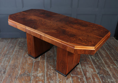 English Art Deco Walnut Extending Dining Table
