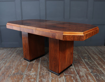 English Art Deco Walnut Extending Dining Table