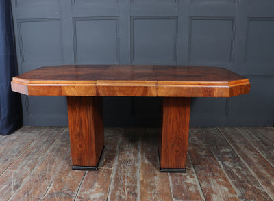 English Art Deco Walnut Extending Dining Table
