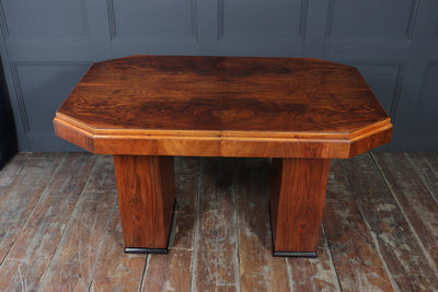 English Art Deco Walnut Extending Dining Table