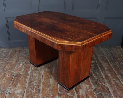 English Art Deco Walnut Extending Dining Table