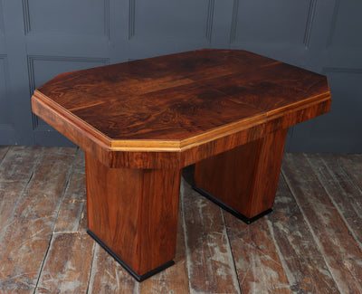 English Art Deco Walnut Extending Dining Table
