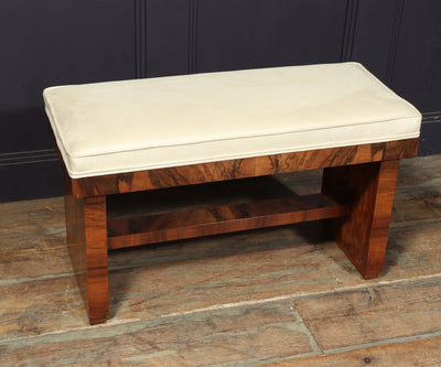 English Art Deco Window Seat in Walnut room