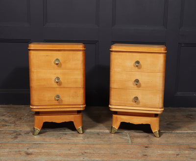 Pair of French Art Deco Bedside Chests in Sycamore room