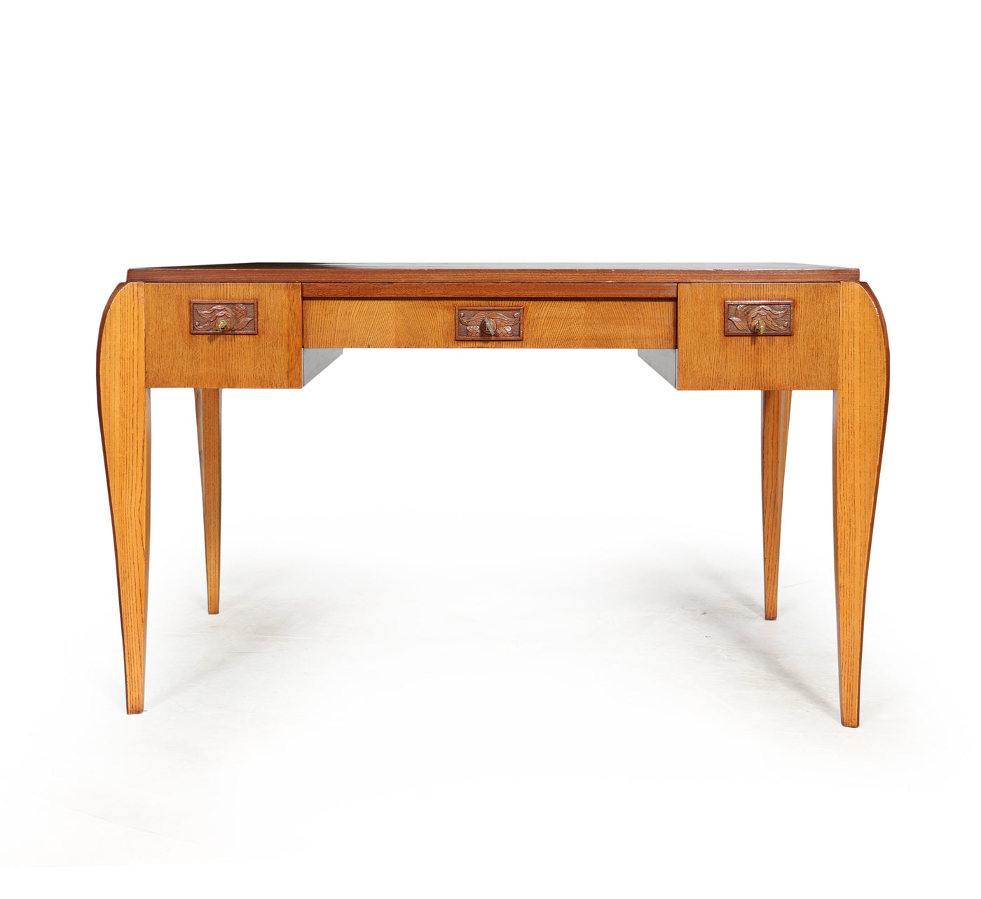 French Art Deco Desk in Oak front