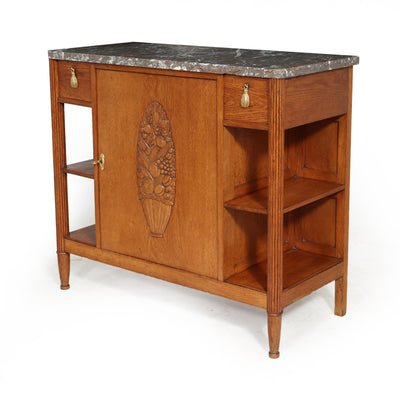 French Art Deco Hall Cabinet in Solid Oak