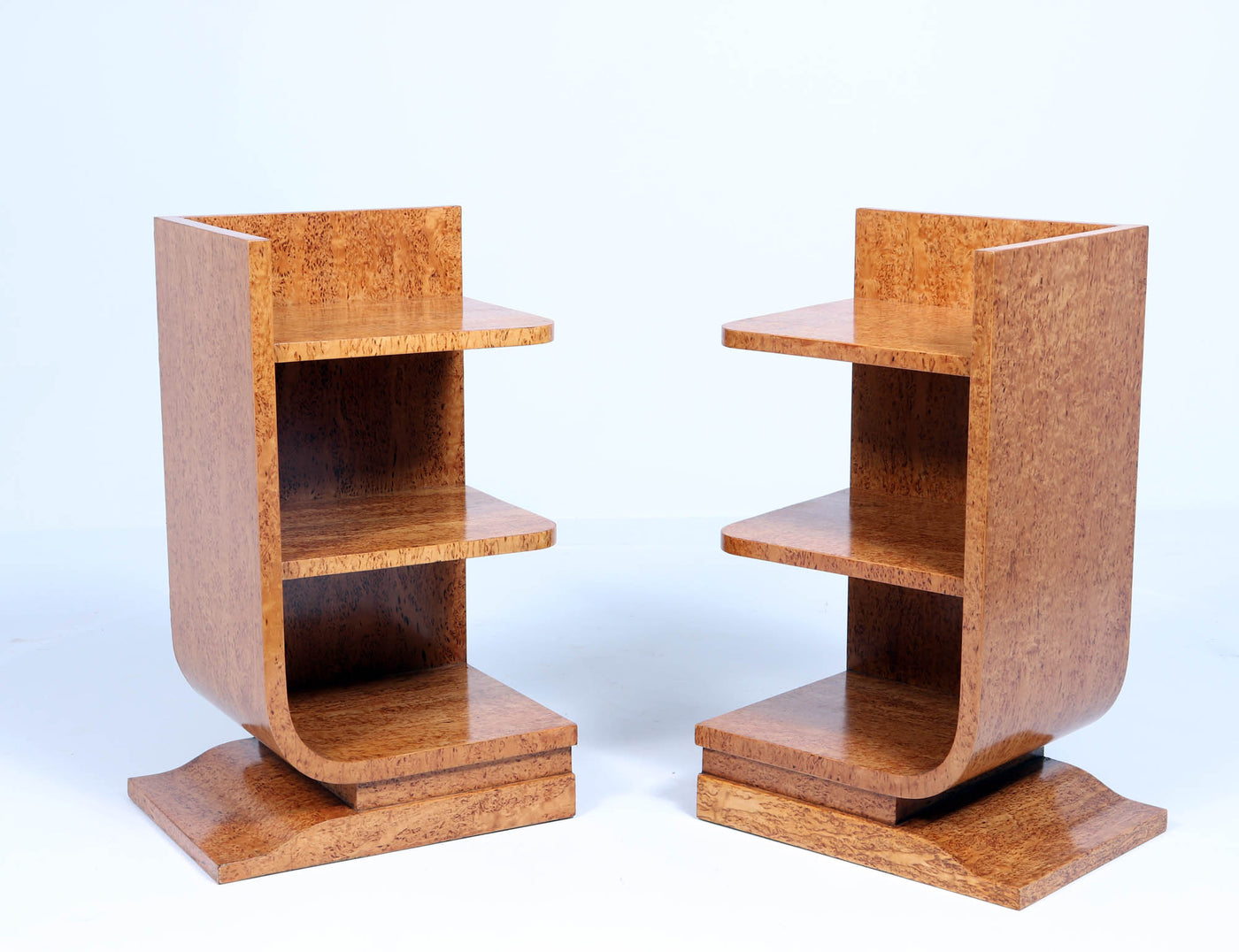 Pair of French Art Deco Side Tables in Karelian Birch