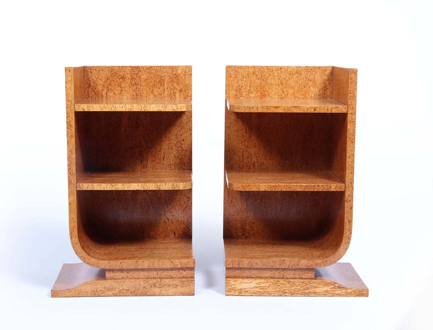 Pair of French Art Deco Side Tables in Karelian Birch