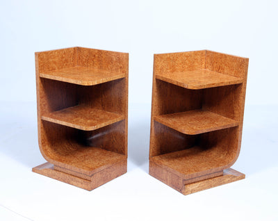 Pair of French Art Deco Side Tables in Karelian Birch