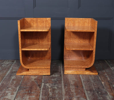 Pair of French Art Deco Side Tables in Karelian Birch