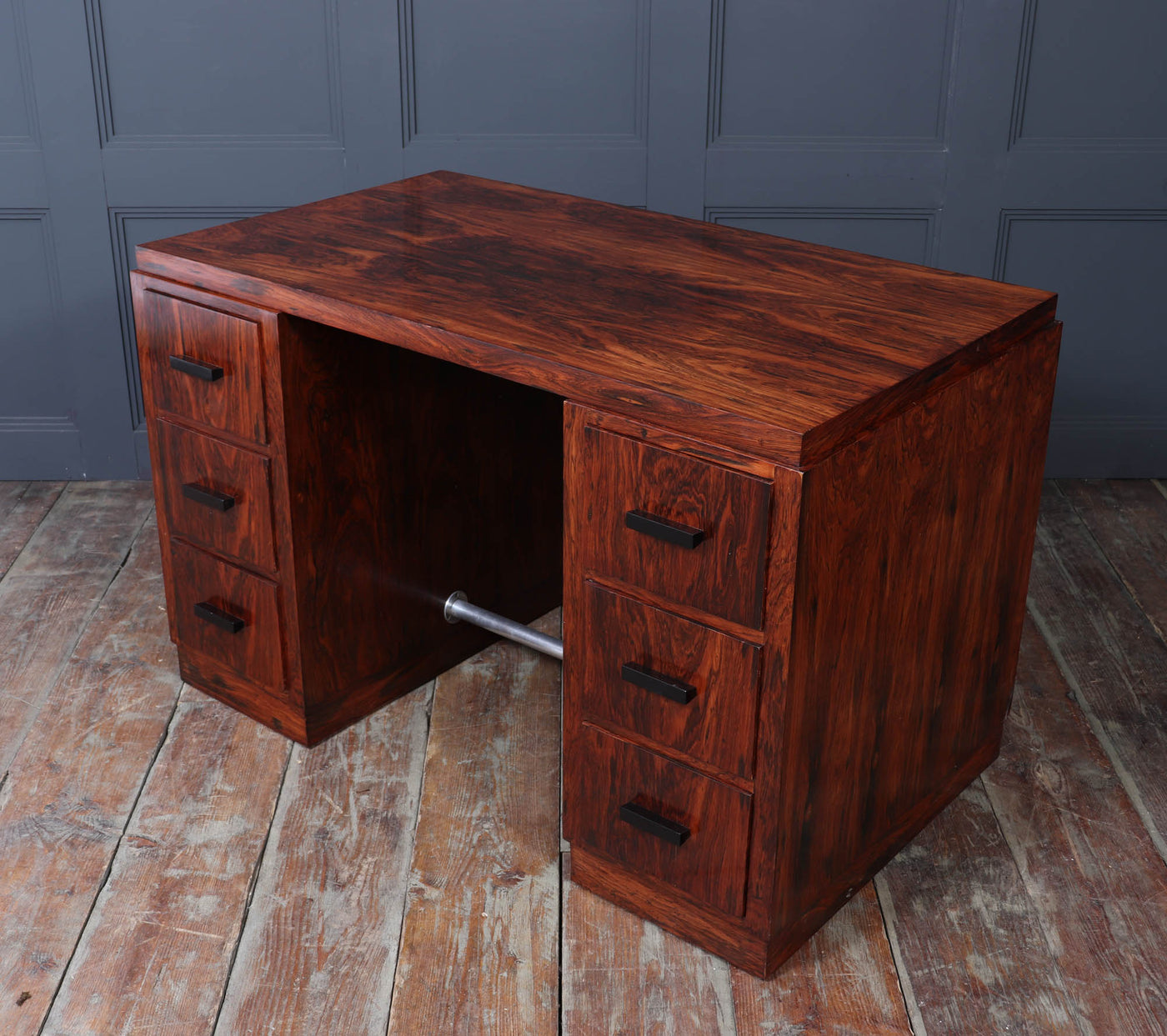 French Art Deco Six Drawer Desk