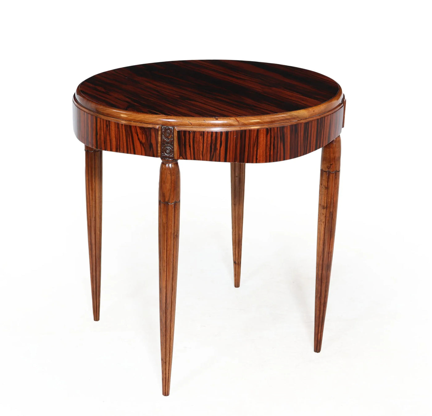 French Art Deco Table in Macassar ebony and Walnut side