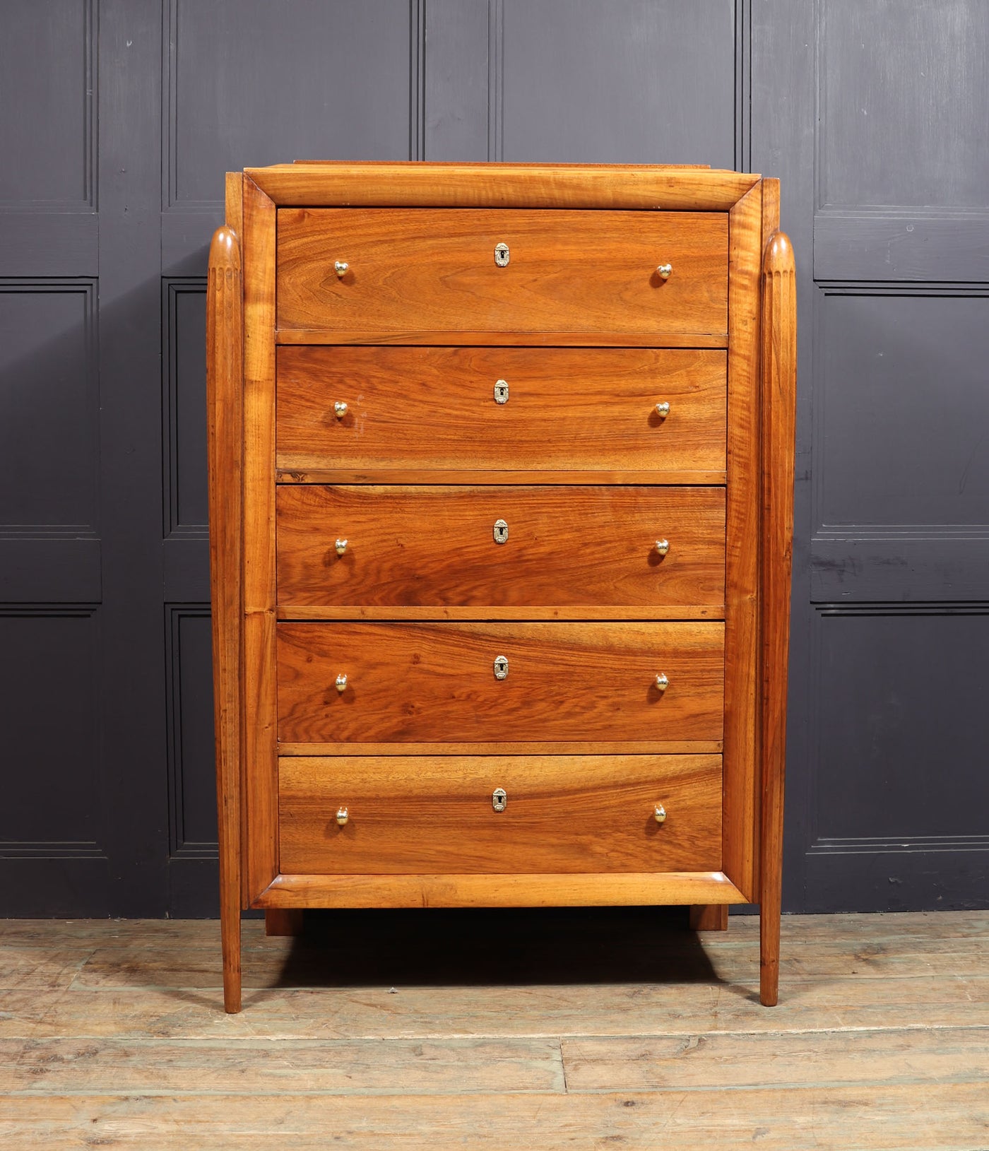 French Art Deco Tall Walnut Chest of Drawers room