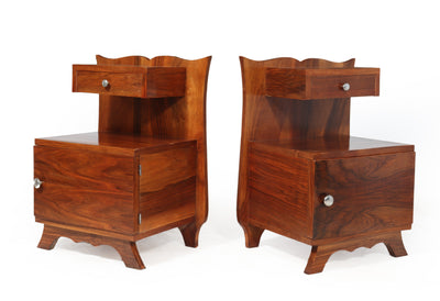 Pair of French Art Deco Walnut Bedside Cabinets side