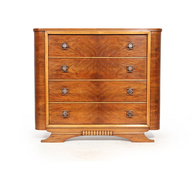 French Art Deco Walnut Chest of Drawers front
