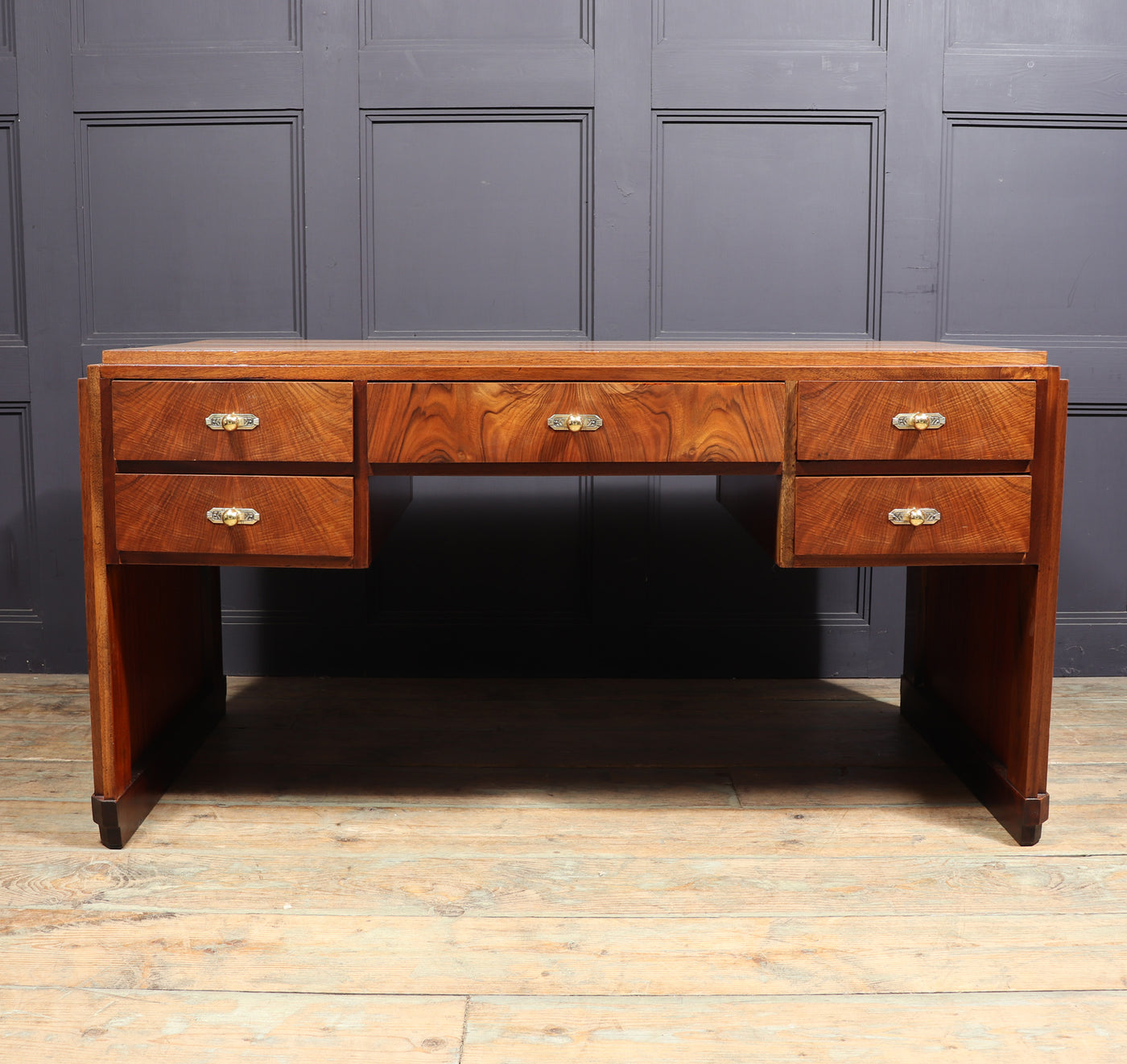 French Art Deco Walnut Desk